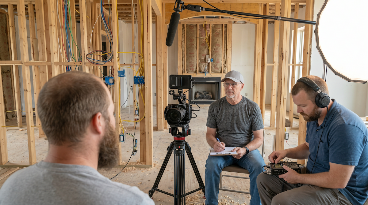 John interviewing a client on a job site